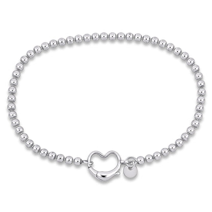 Silver Bead Bracelet w/Heart Clasp Length (inches): 7.5