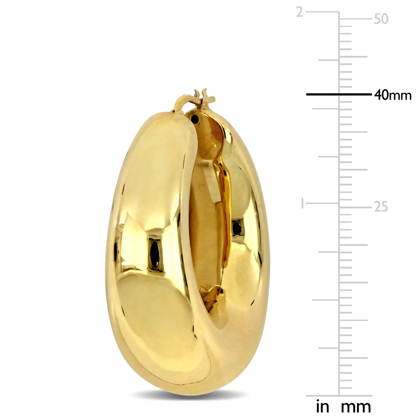 40MM Polished hoop earrings in yellow plated sterling silver