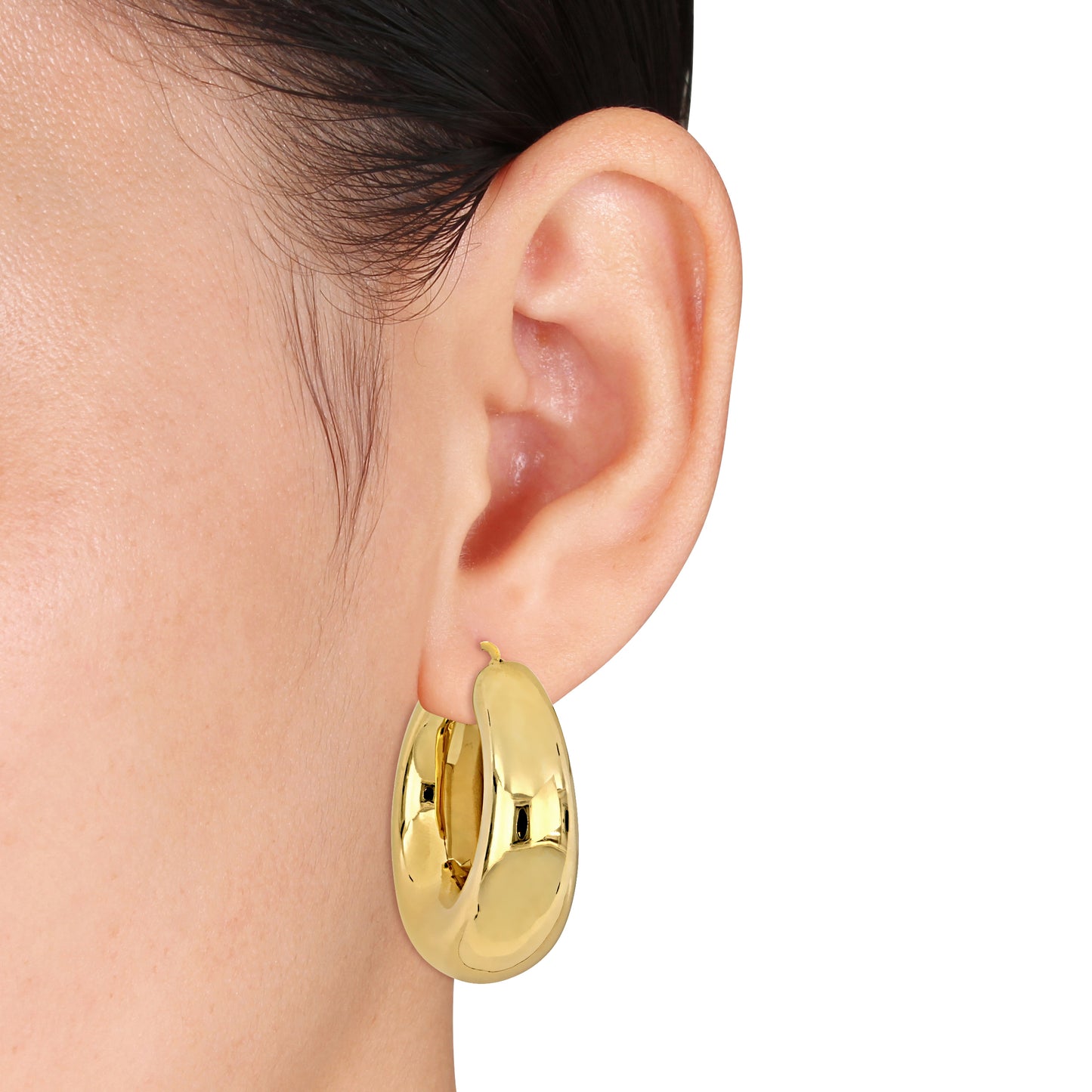 40MM Polished hoop earrings in yellow plated sterling silver