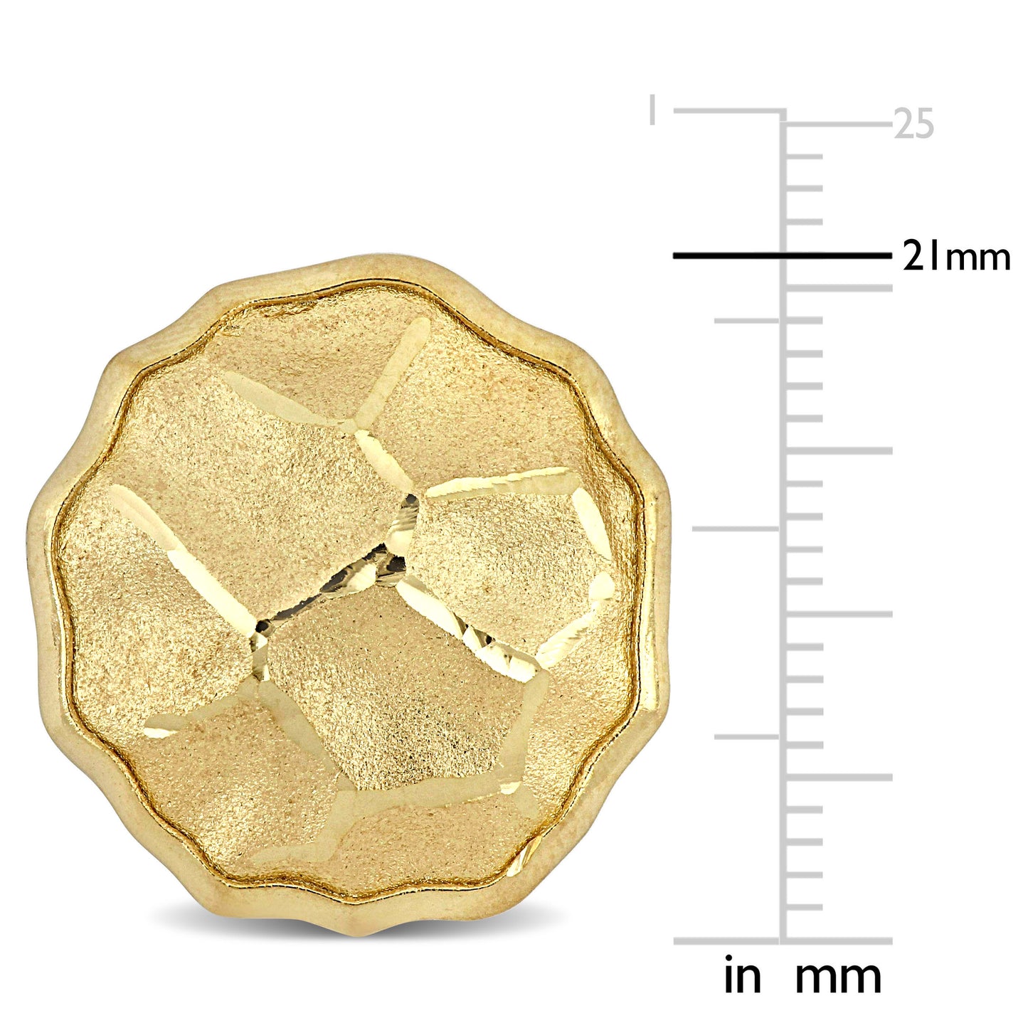 21 MM Hammered disc earrings in yellow plated sterling silver