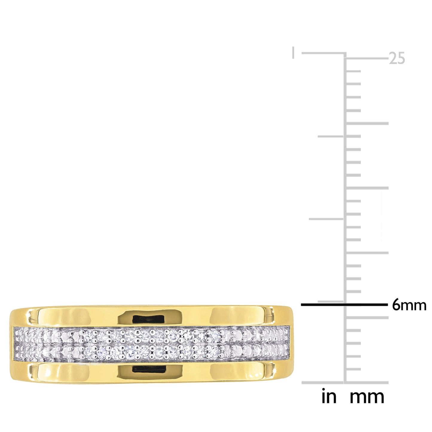 1/10 CT TDW Diamond Men's Double Row Anniversary Band In Yellow Plated Sterling Silver