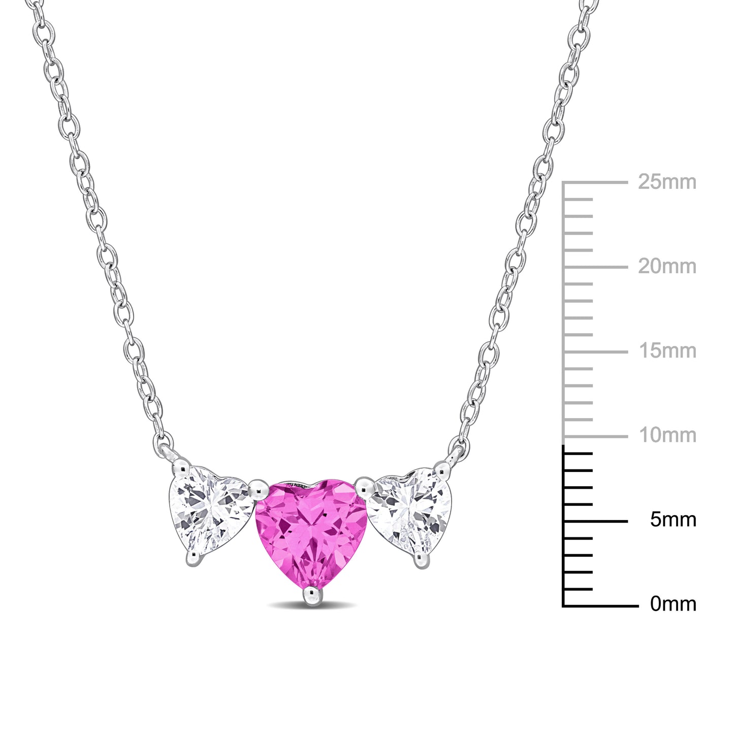 2 5/8 CT TGW Created Pink Sapphire Created White Sapphire Fashion Pendant With Chain Silver