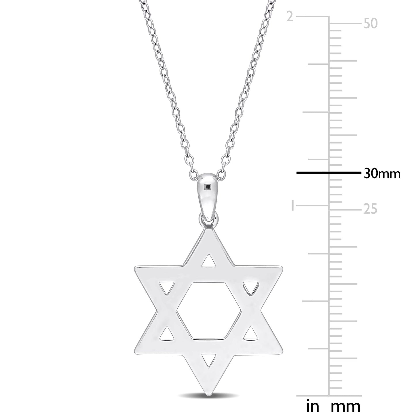 Star Of David Pendant with chain In Sterling Silver