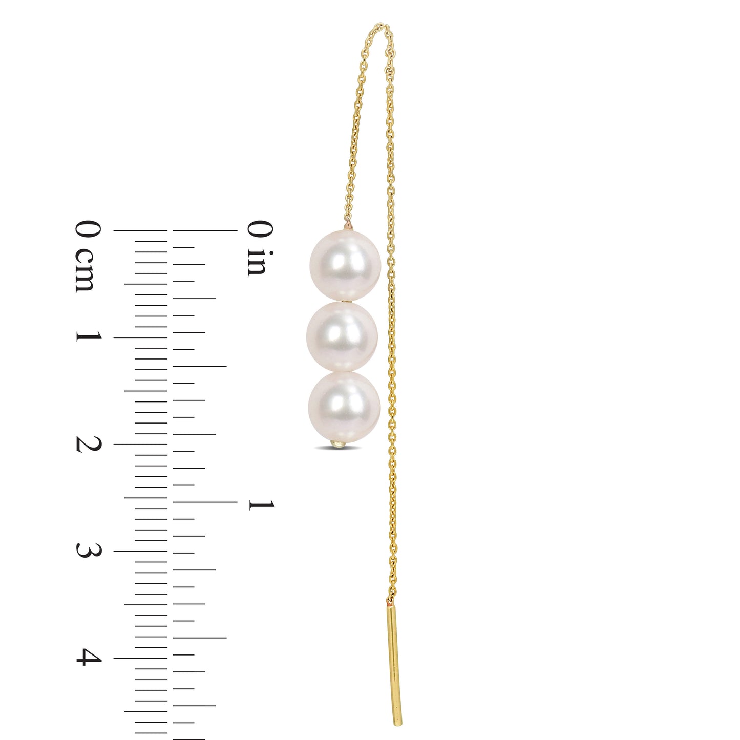 6-6.5MM Cultured Freshwater Pearl Threader Earrings In 10K Yellow Gold