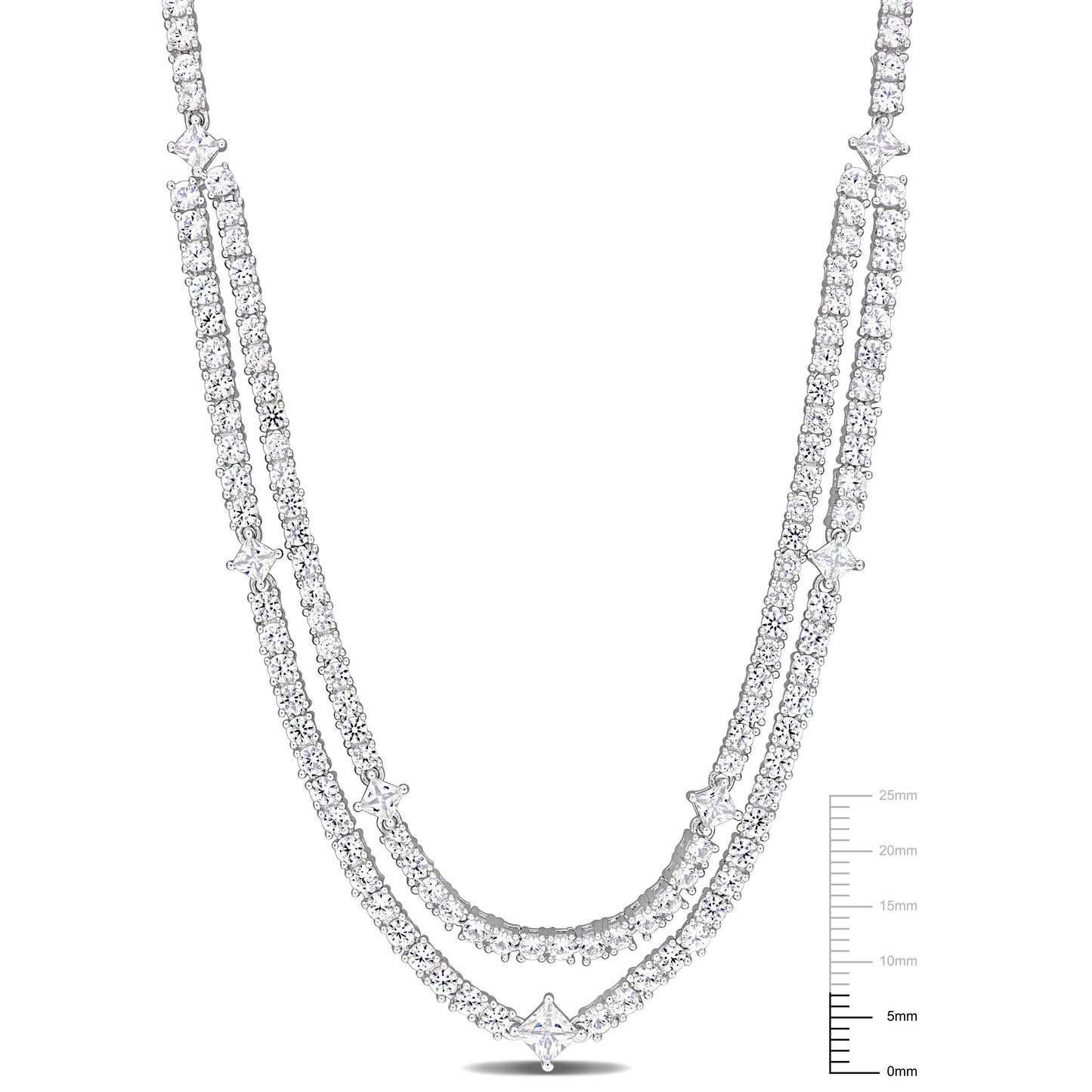 Created White Sapphire Two-Layer Necklace In Sterling Silver