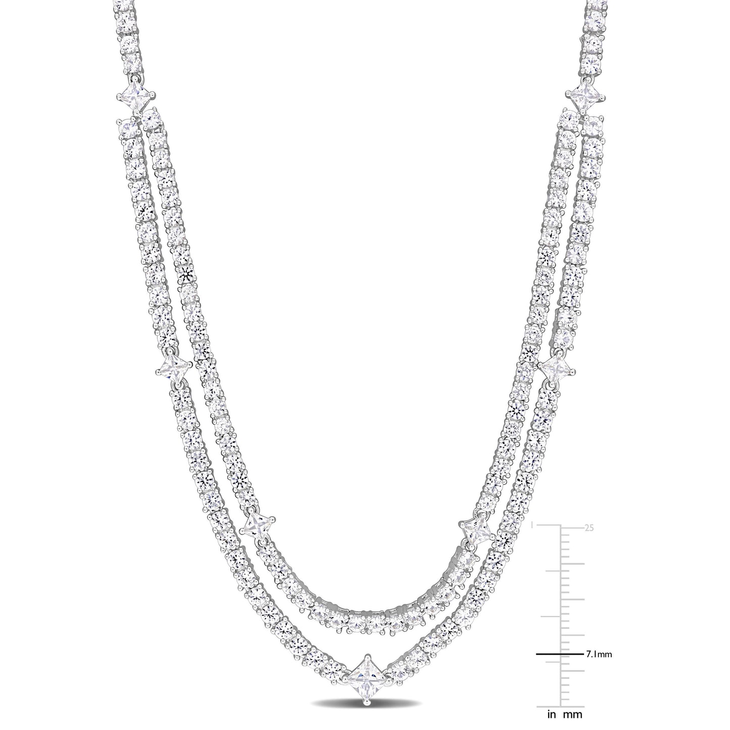 Created White Sapphire Two-Layer Necklace In Sterling Silver