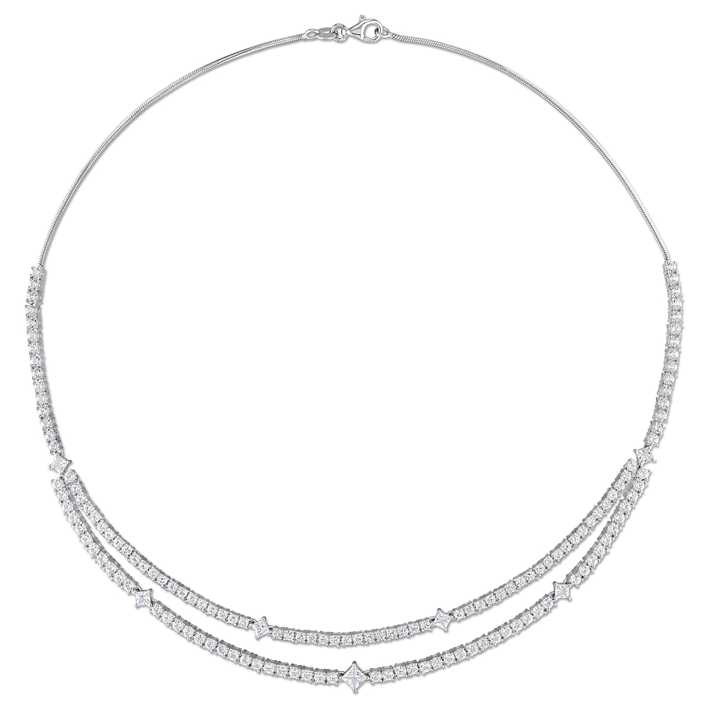 Created White Sapphire Two-Layer Necklace In Sterling Silver