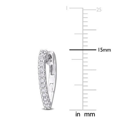 1/3 CT DEW Created Moissanite Heart Hoop Earrings In Sterling Silver