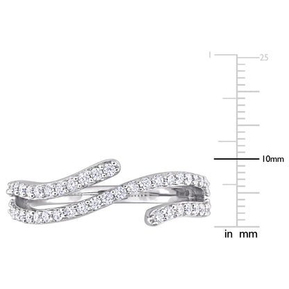 1/2/CT Moissanite Double Curved Silver Ring