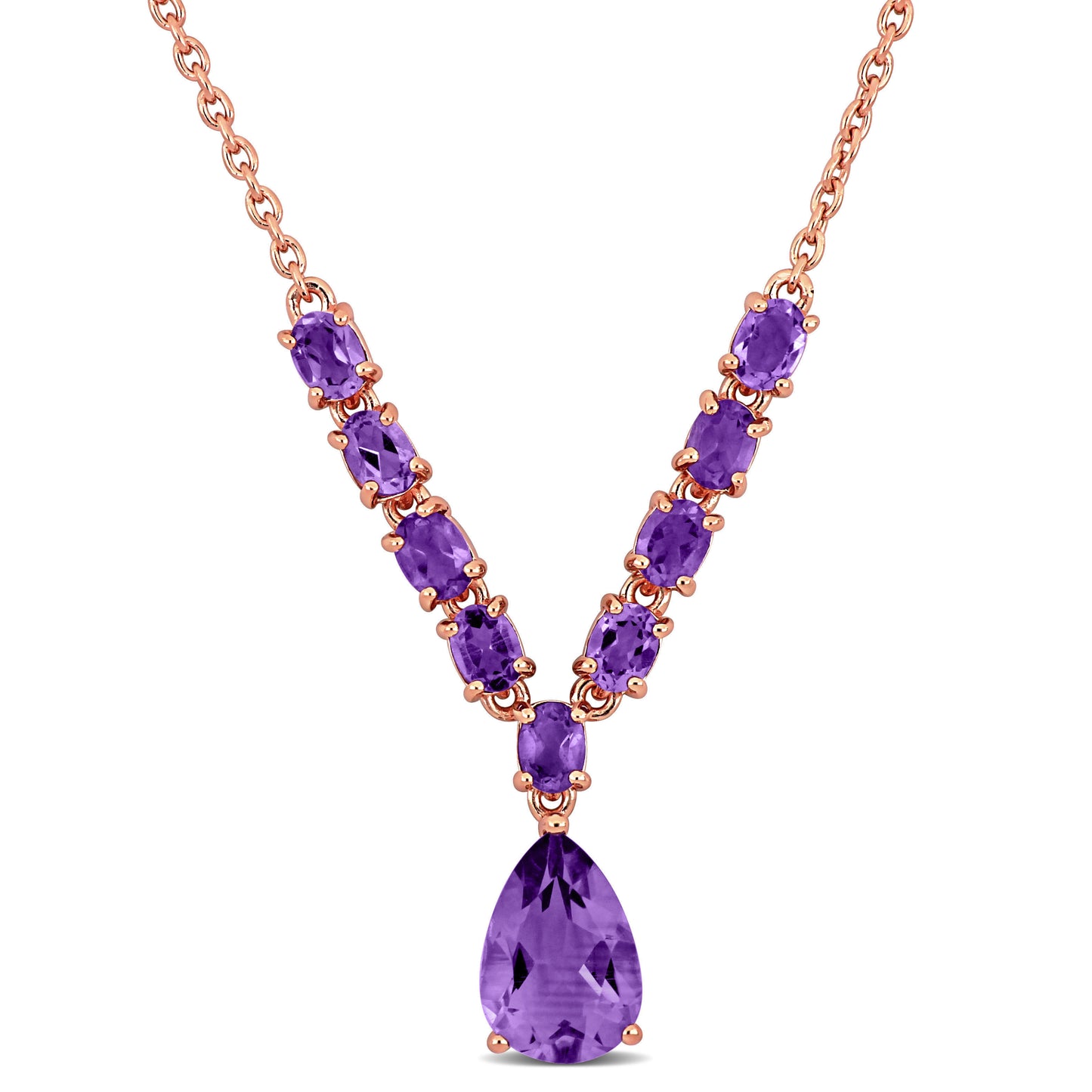Silver Rose Amethyst Necklace
