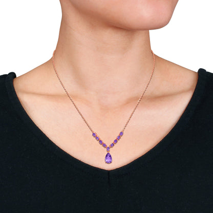 Silver Rose Amethyst Necklace