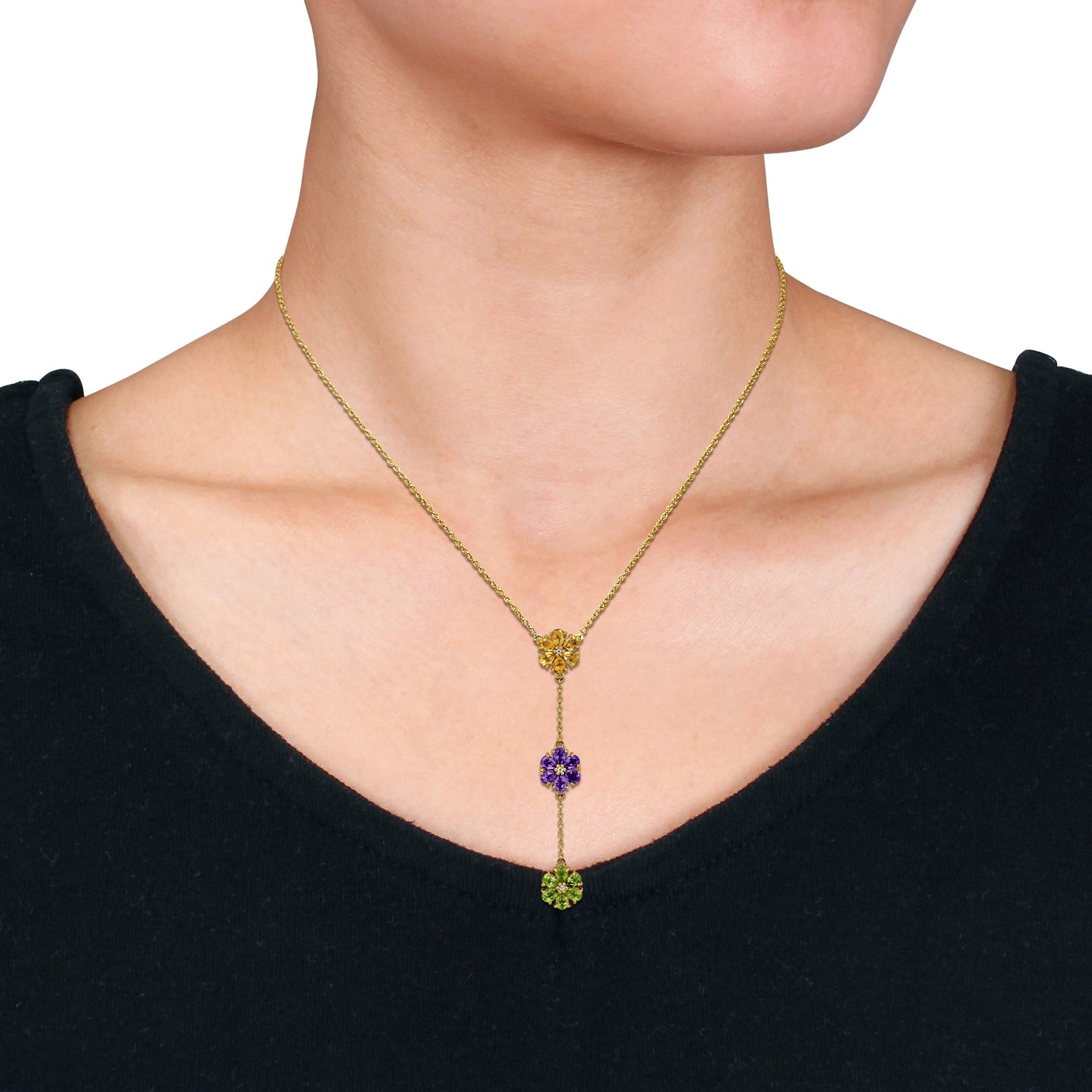 Multi Gem Floral Necklace