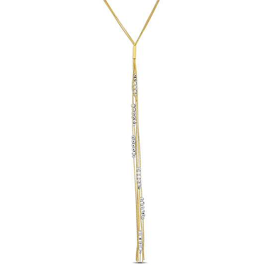 Silver Yellow Lariat Necklace