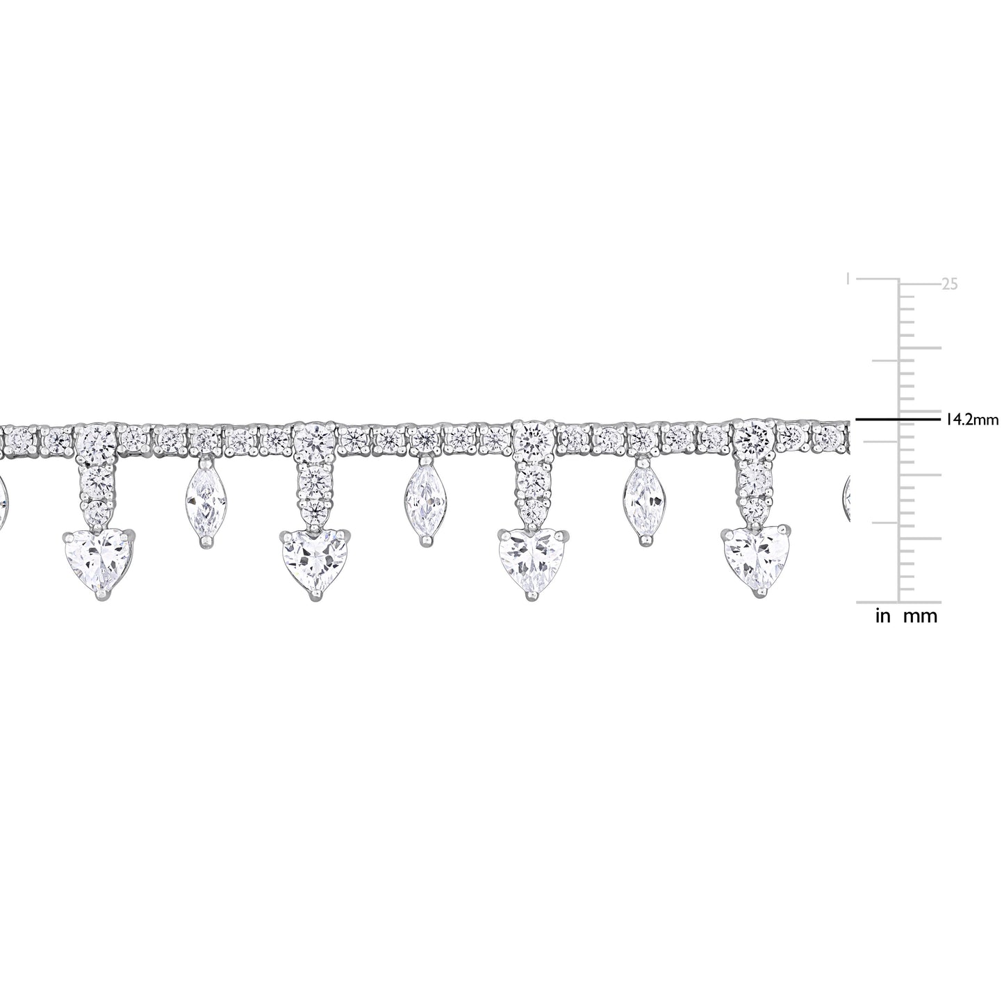 Silver White 19 3/4 CT TGW Created White Sapphire Necklace Silver White Box Clasp Length (inches): 18