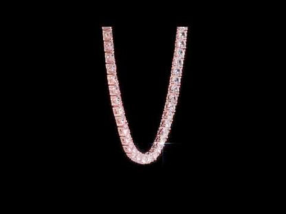Created White Sapphire tennis Necklace In Rose Plated Sterling Silver