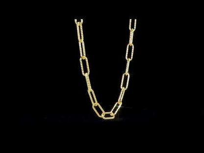 6MM Fancy cut paperclip chain necklace yellow plated silver
