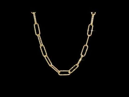 SILVER YELLOW 5MM FANCY CUT OVAL LINK NECKLACE W/ LOBSTER CLASP LENGTH (INCHES): 18