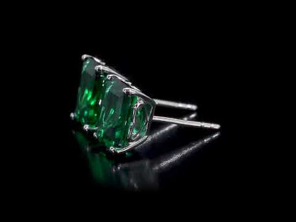 4.6 ct TGW Created emerald fashion post earrings silver