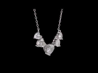Moissanite Graduated Heart Necklace