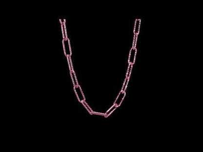6MM Fancy cut paperclip chain necklace rose silver