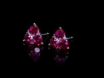 Ruby and White Sapphire Studs Earings