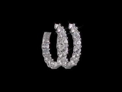 4 1/10 ct TGW Created white sapphire hoop earrings silver