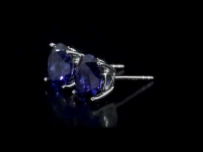5 7/8 ct TGW Created blue sapphire fashion post earrings silver