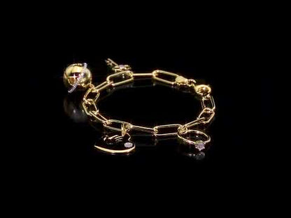 Diamond 4-Charm Paperclip Bracelet
