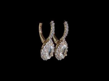 3 5/8 ct TGW Created white sapphire leverback earrings yellow silver
