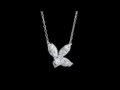 2 CT Dew Created Moissanite Flower Fashion Pendant With Chain Silver
