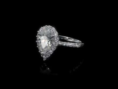 2 3/4 ct Dew Pear Shaped created moissanite-white fashion ring silver