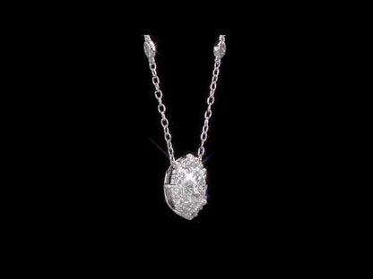 Oval Moissanite Halo Pendant With By The Yard Chain