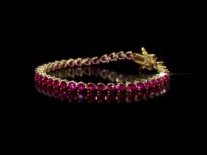 12 1/3 ct TGW Created ruby bracelet silver 18k yellow gold plated length (inches): 7.5