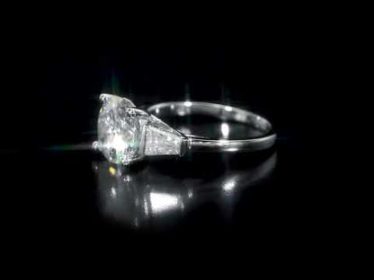 3 ct Dew created moissanite taper three stone silver ring