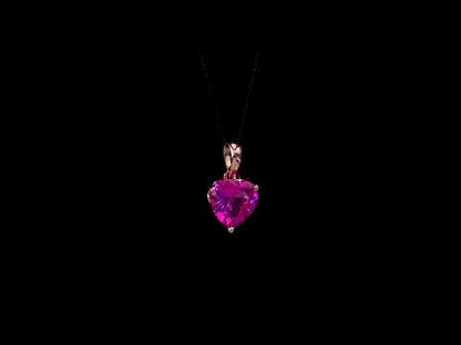 2 1/4 CT TGW CREATED PINK SAPPHIRE FASHION Pendant With Chain Pink Silver