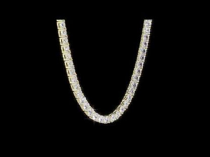 33.00 ct TGW Created white sapphire necklace silver yellow tongue and groove clasp length (inches): 17