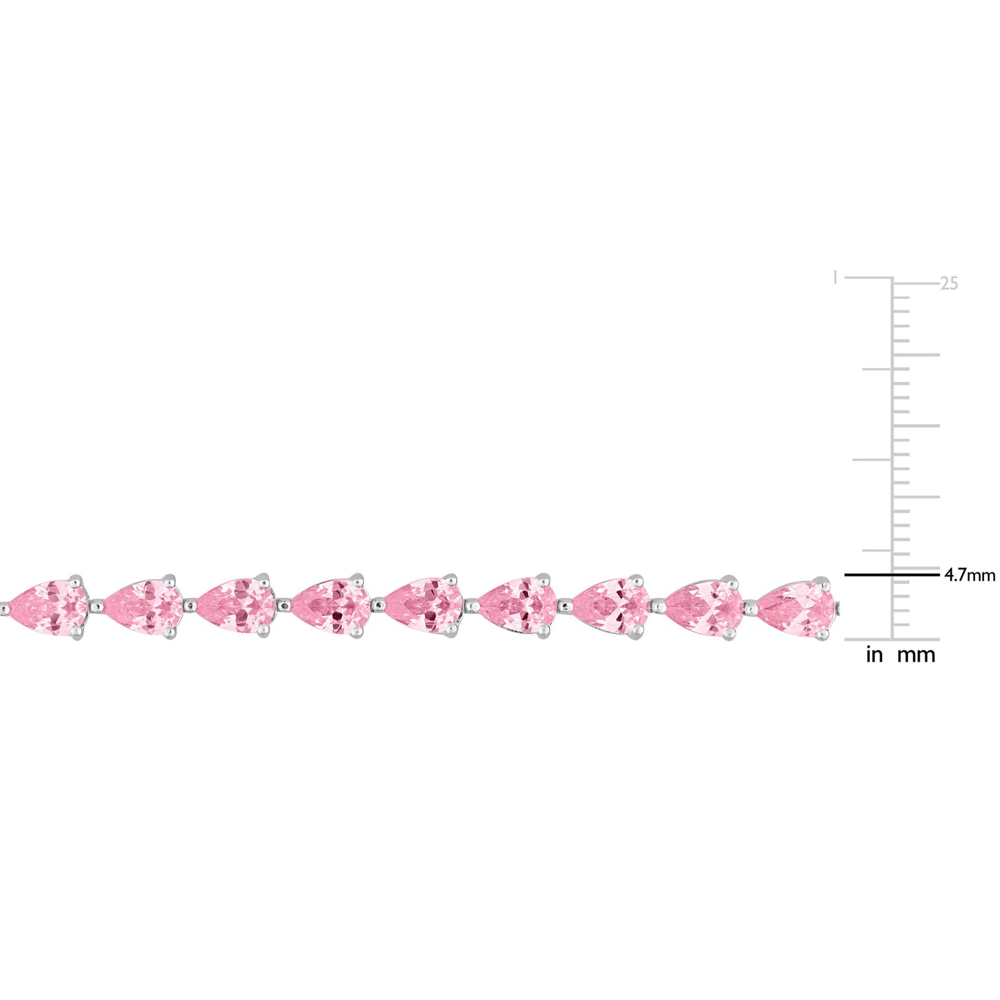 Triangle shape Created Pink Sapphire Tennis Bracelet