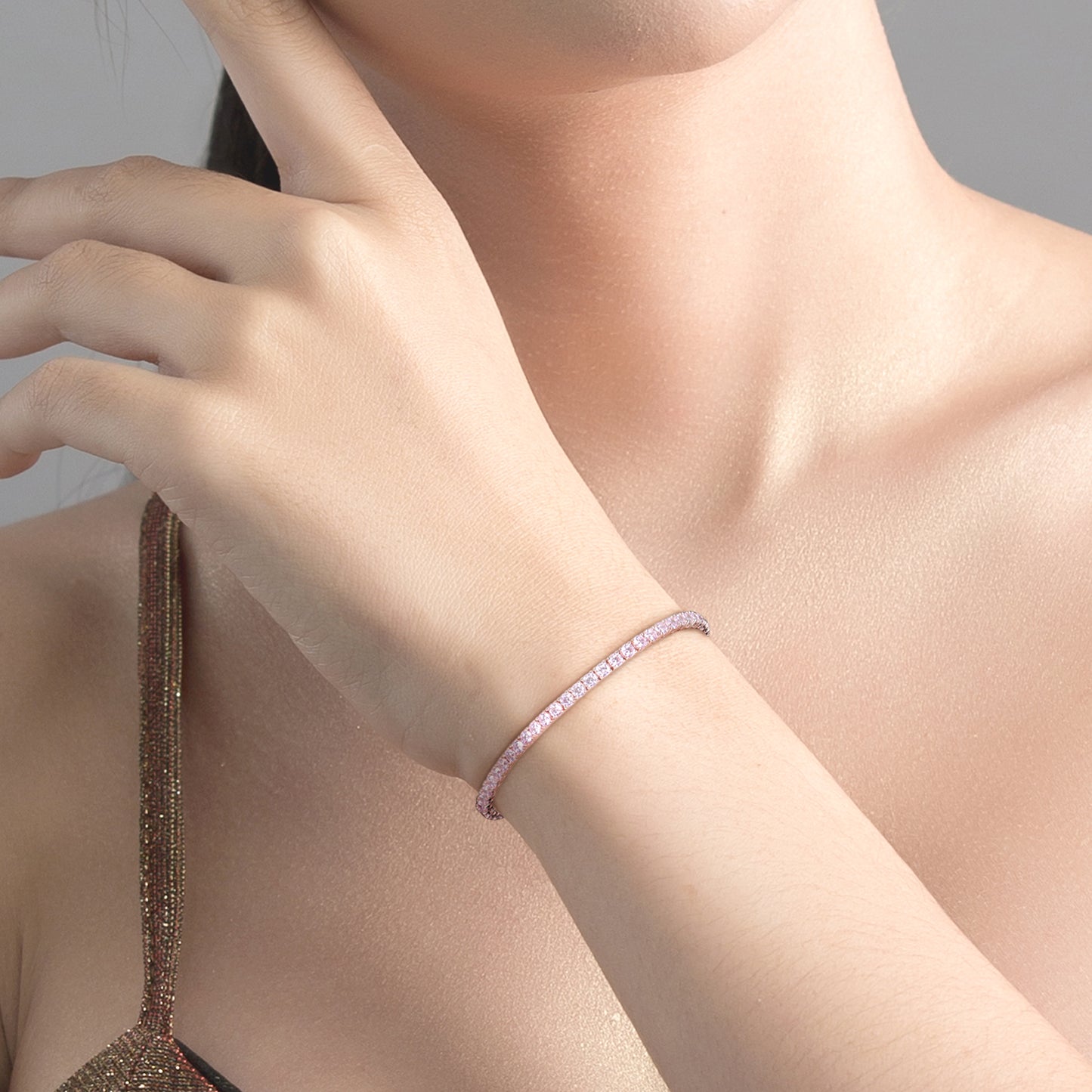 Pink Cubic Zirconia Tennis Bracelet