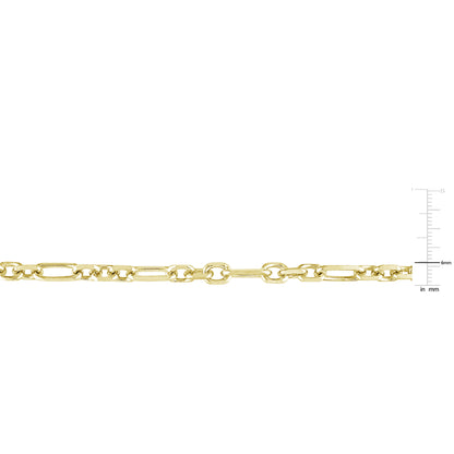 6MM Yellow Silver Figaro Anklet