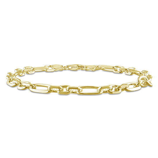 6MM Yellow Silver Figaro Anklet