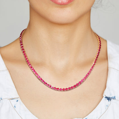 Created Ruby Tennis Necklace