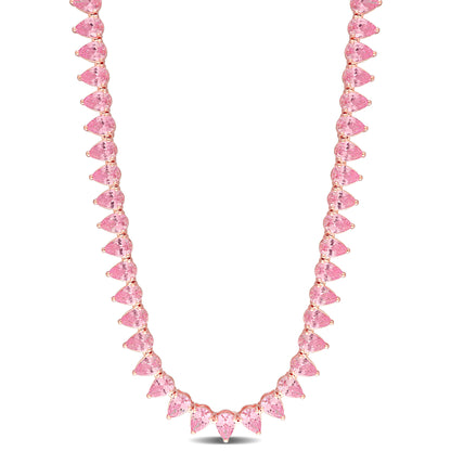 35 ct TGW Created pink sapphire necklace silver pink tongue and groove clasp length (inches): 18