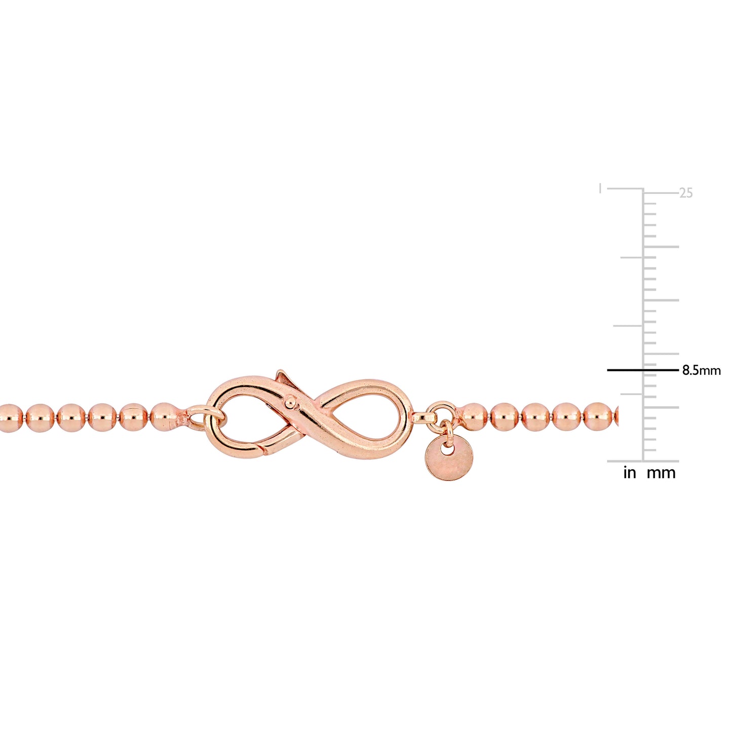 Silver Pink Ball Link Anklet w/Infinity Clasp 9