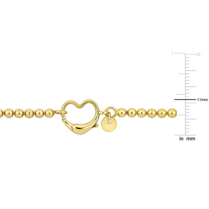Silver Yellow Ball Link Anklet w/heart clasp 9