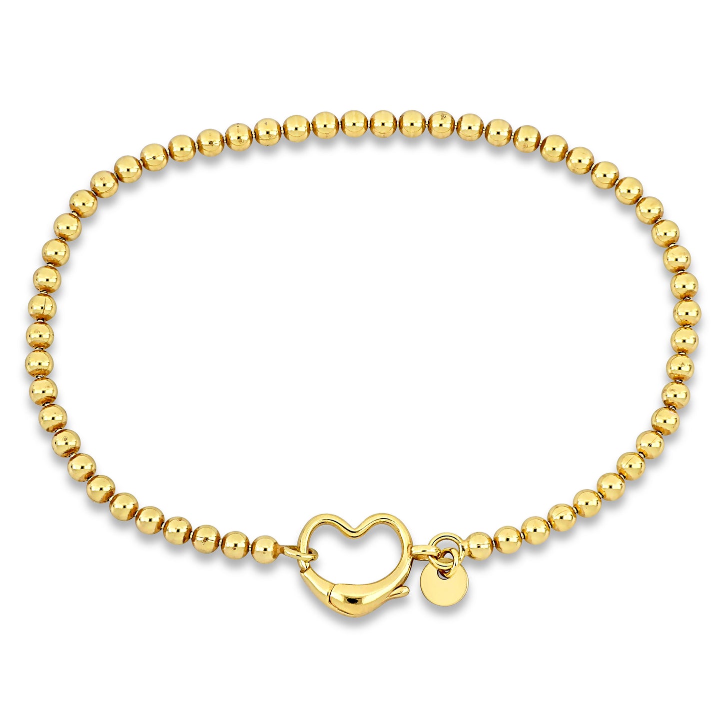 Silver Yellow Ball Link Anklet w/heart clasp 9