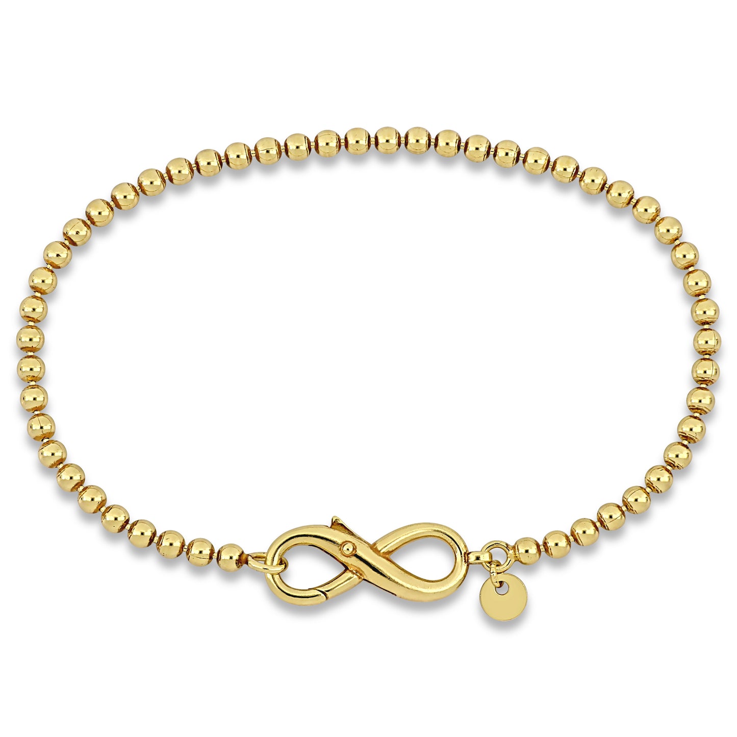 Silver Yellow Ball Link Anklet w/infinity clasp 9