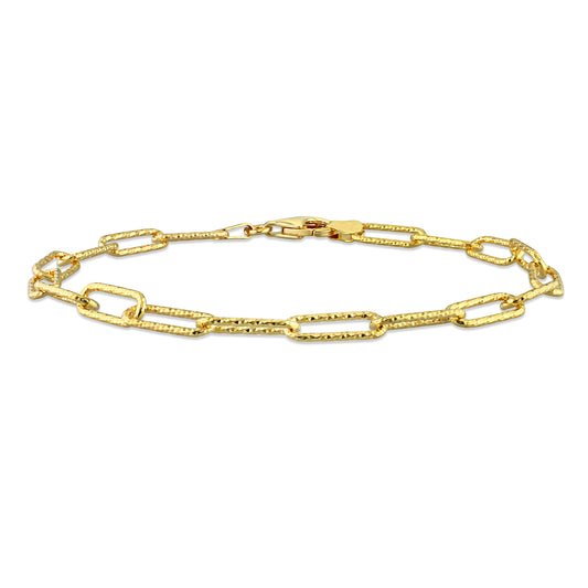  5MM Fancy cut paperclip anklet gold plated