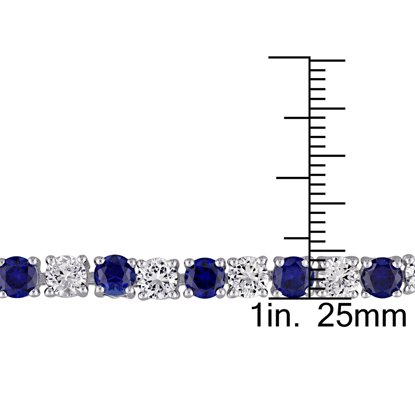Blue and White Created Sapphire Tennis Bracelet