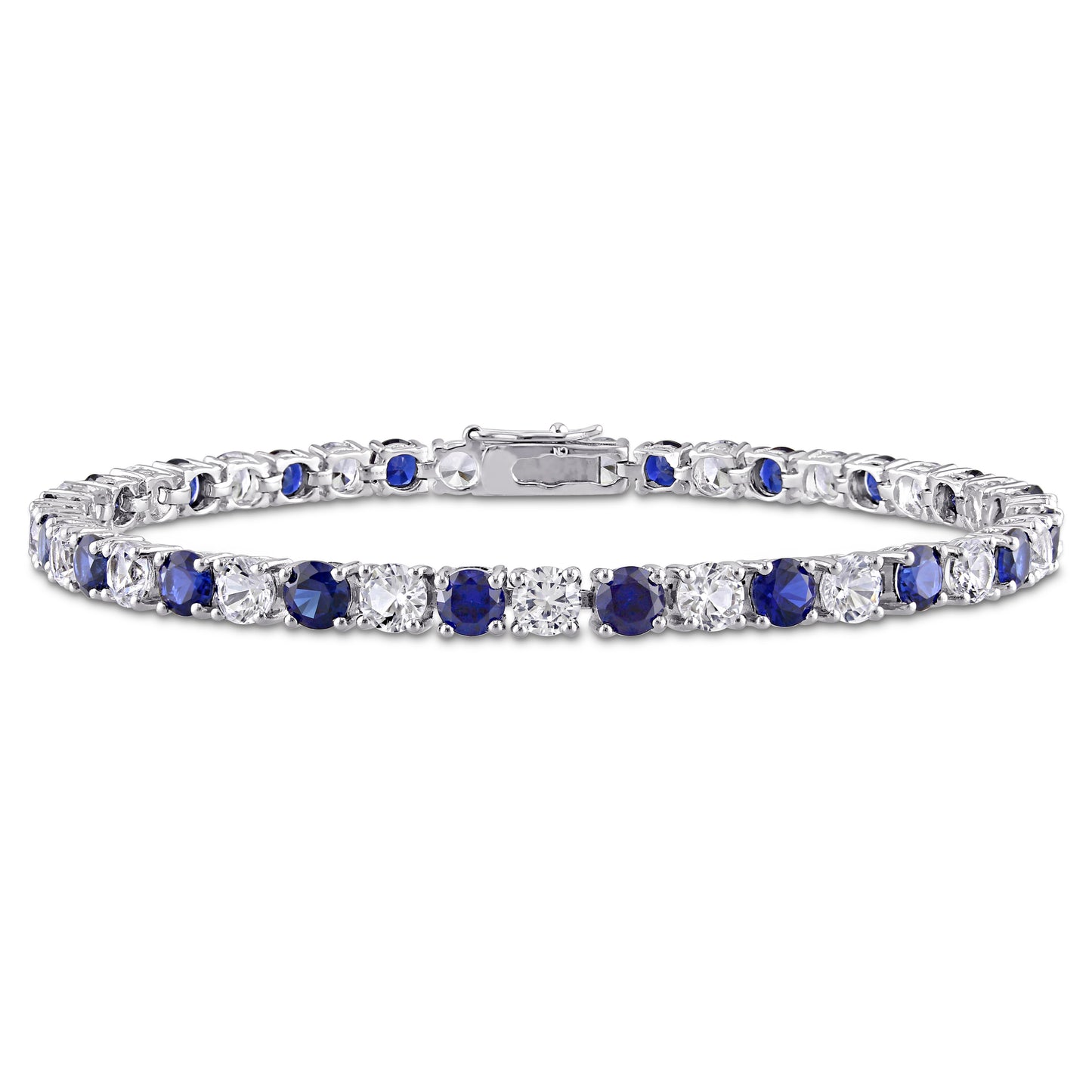 Blue and White Created Sapphire Tennis Bracelet