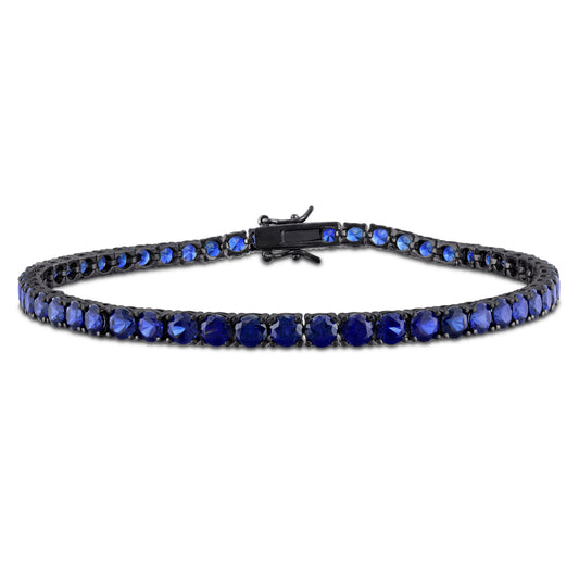 Men's 15.66 ct TGW Created blue sapphir bracelet silver white length (inches): 9